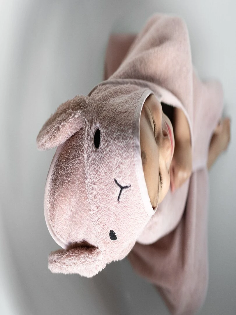 Serviette à capuche chat   Rose