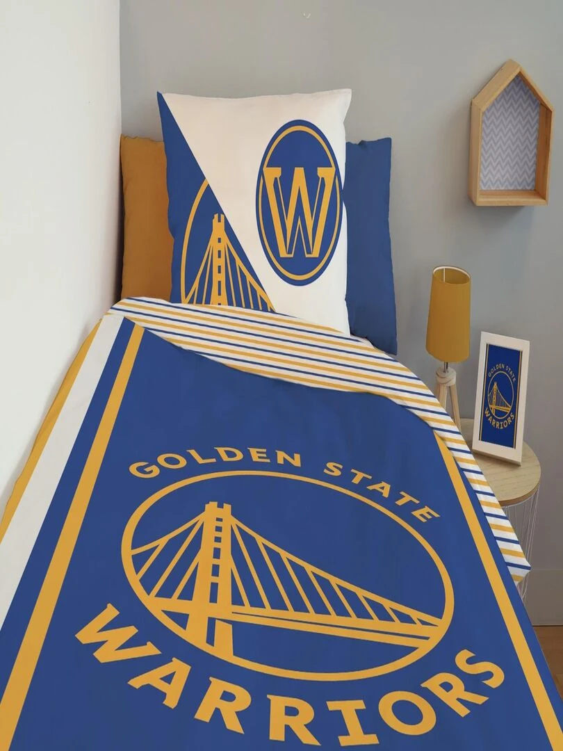 Housse de couette NBA Golden State Warriors 140x200 cm   100% Coton   Bleu