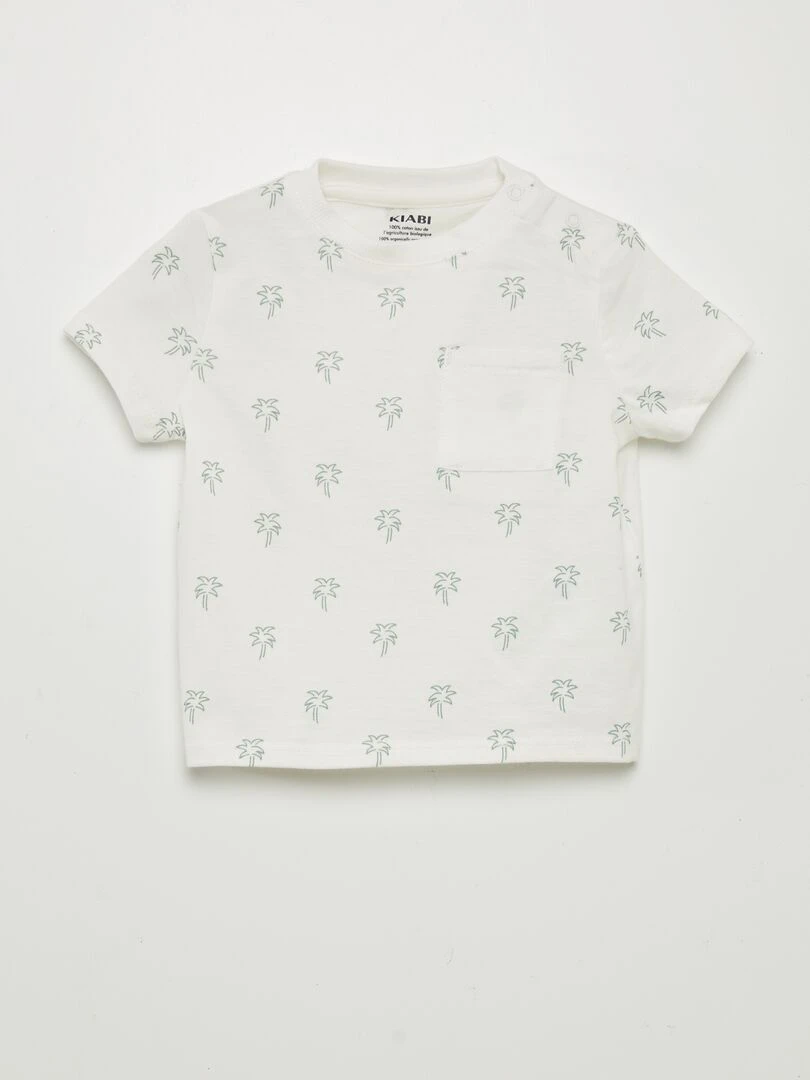 T shirt imprimé à poche Blanc palm