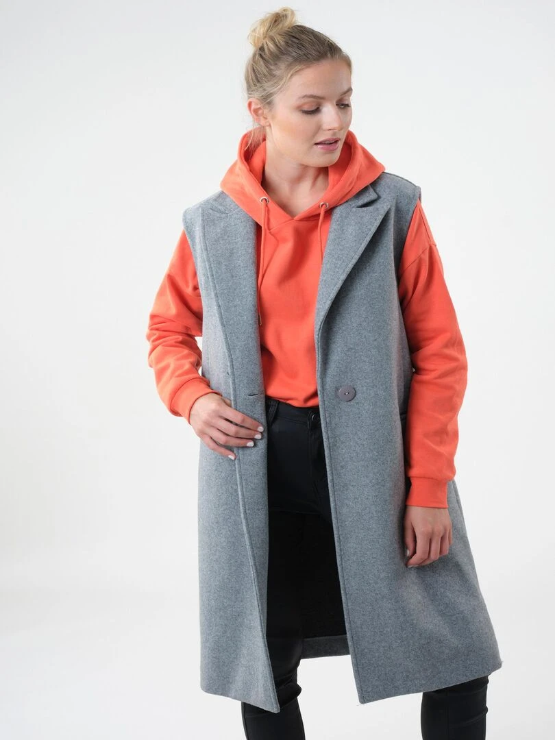 Manteau long sans manches 'Deeluxe'   Gris foncé
