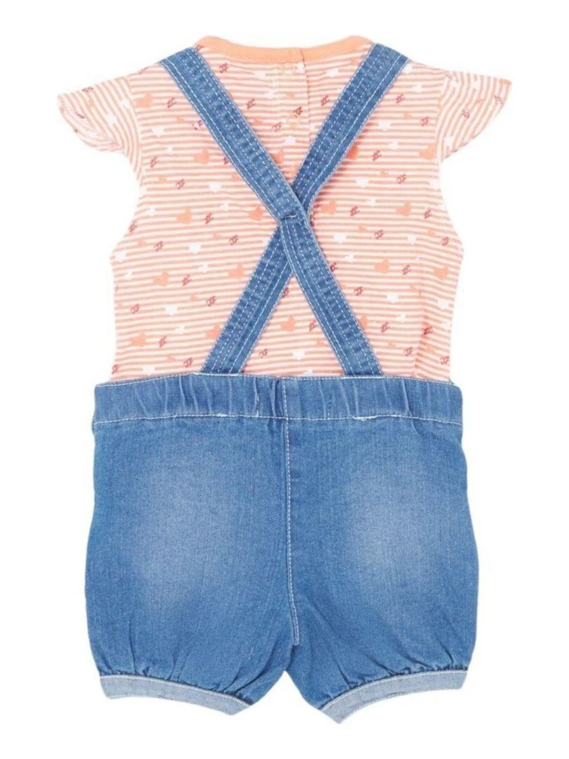 Lee Cooper   Ensemble ​​T shirt short salopette bébé fille Imprimé Logo   Orange