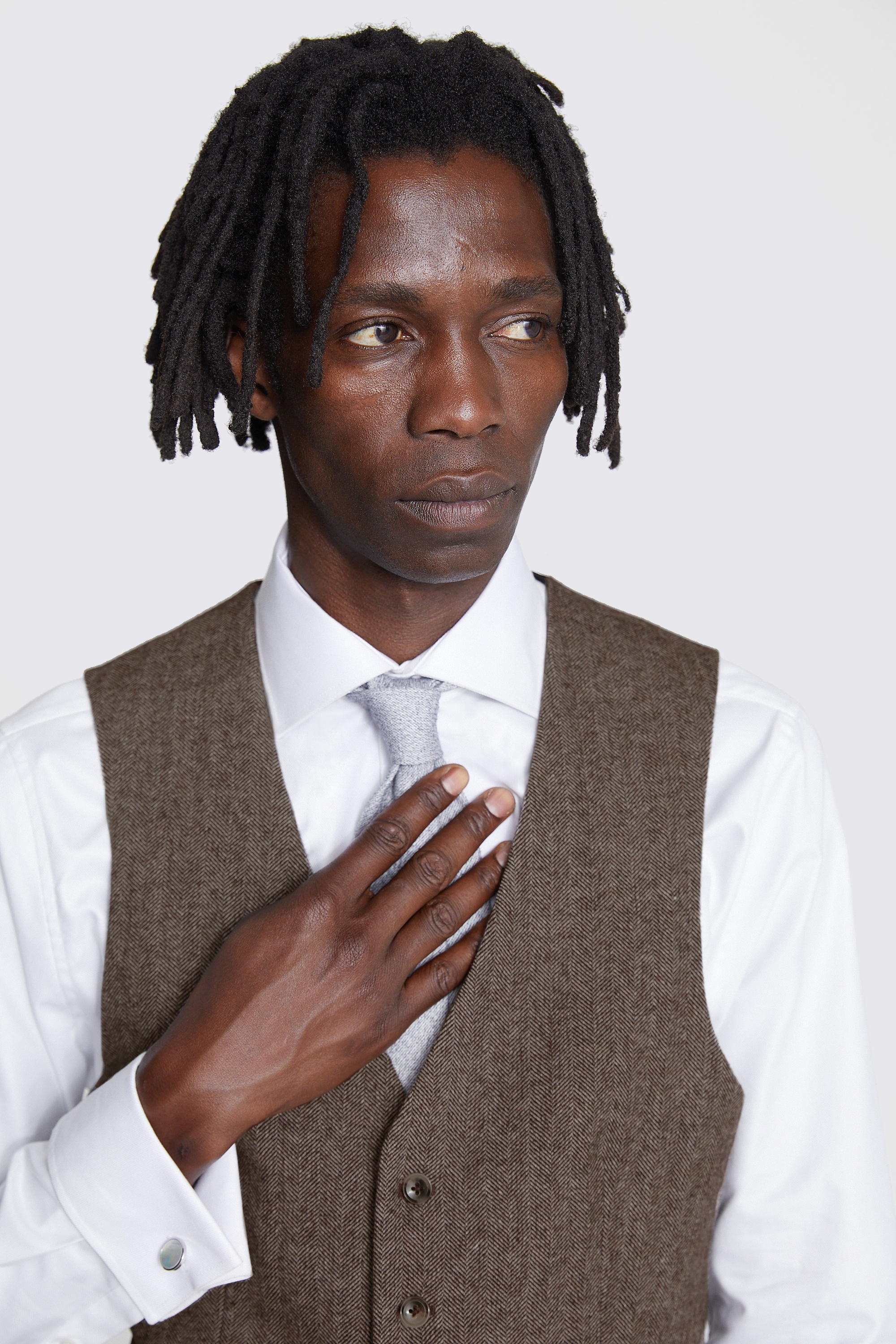 Slim Fit Brown Tweed Waistcoat    Buy Online at Moss
