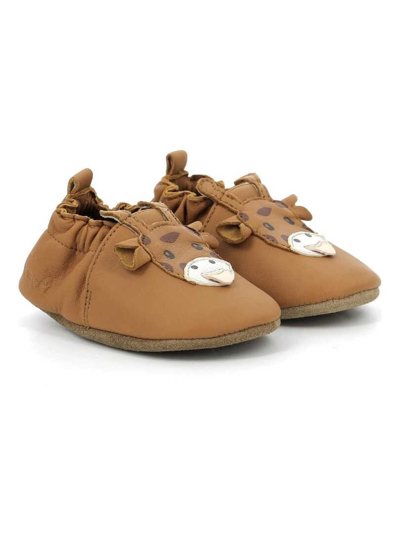 Chaussons Cuir Cute Girafon Marron