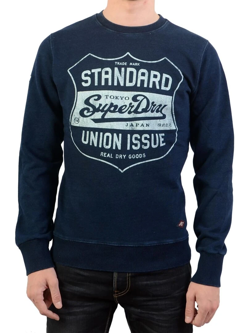 Sweat SuperDry Vintage Indigo Crew Bleu
