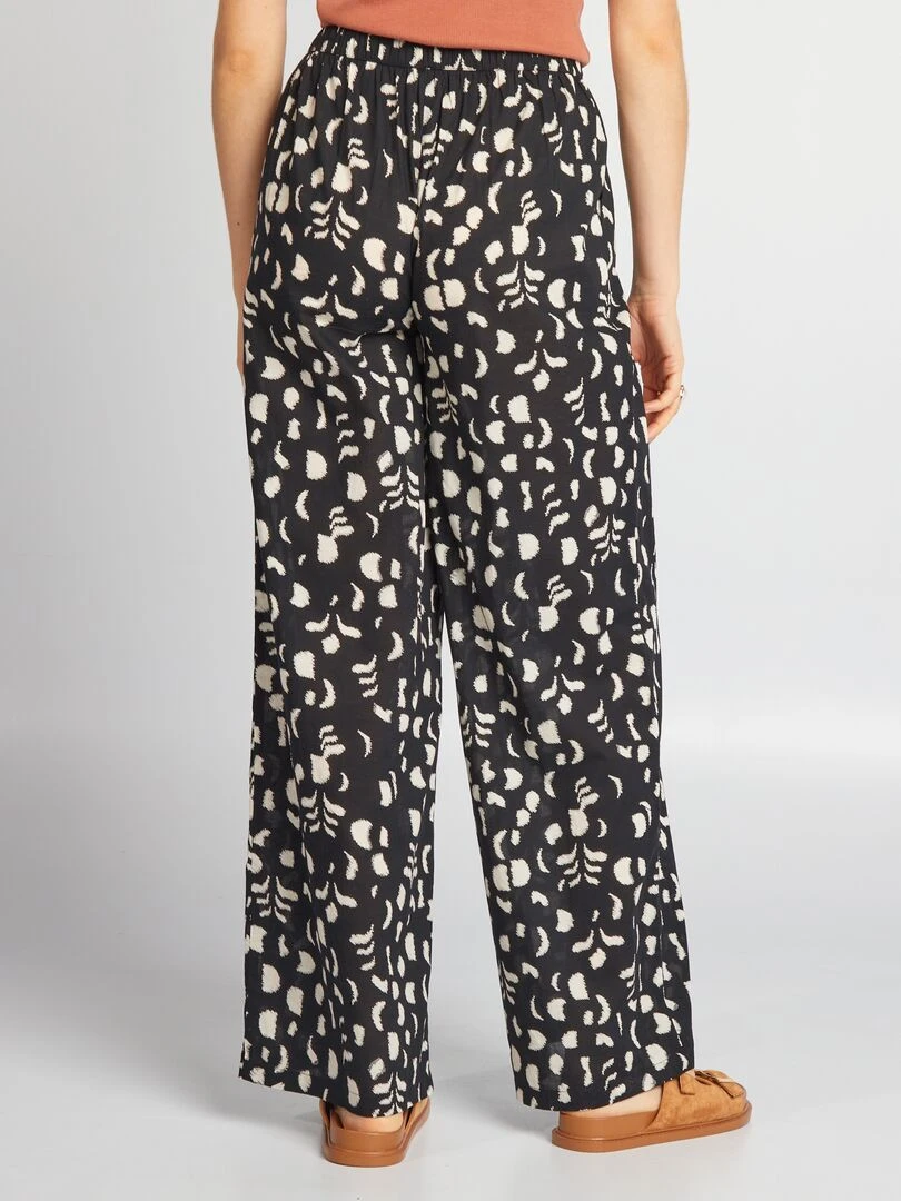 Pantalon large en voile de coton   Noir