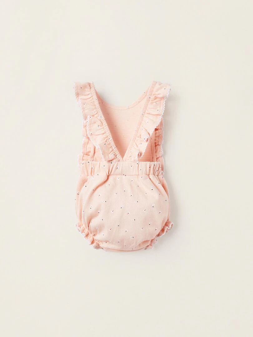 Combi short Floral pour Nouveau Né manches longues Rose clair