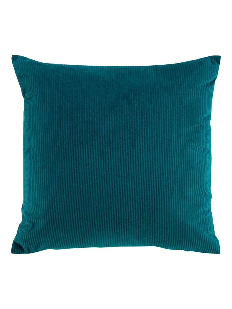 Coussin déhoussable en velours côtelé Bleu pétrole