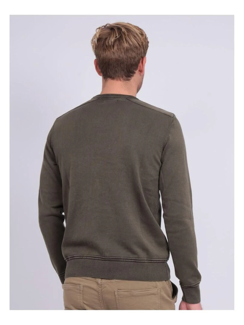 Pull fin col rond coton ARTHUR Kaki