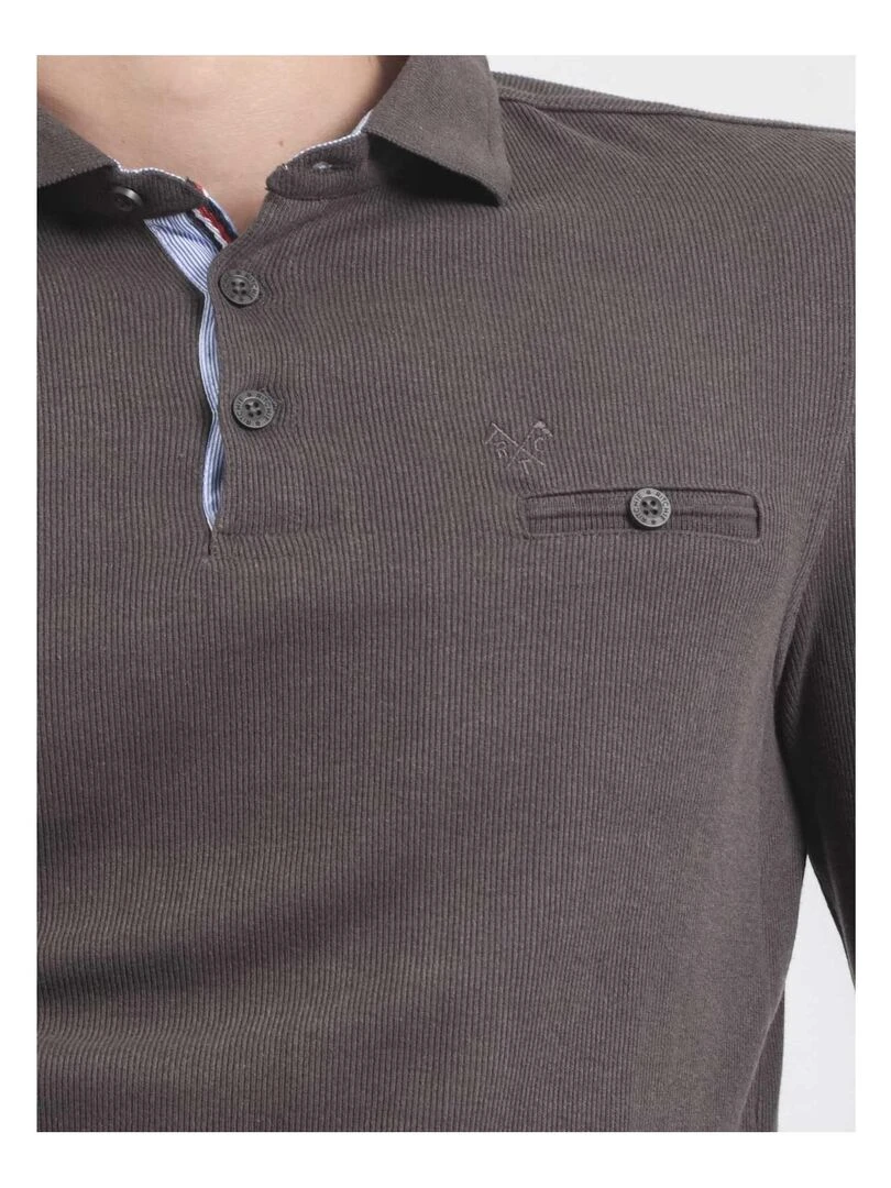 Pull fin col polo WILPARK   Gris foncé