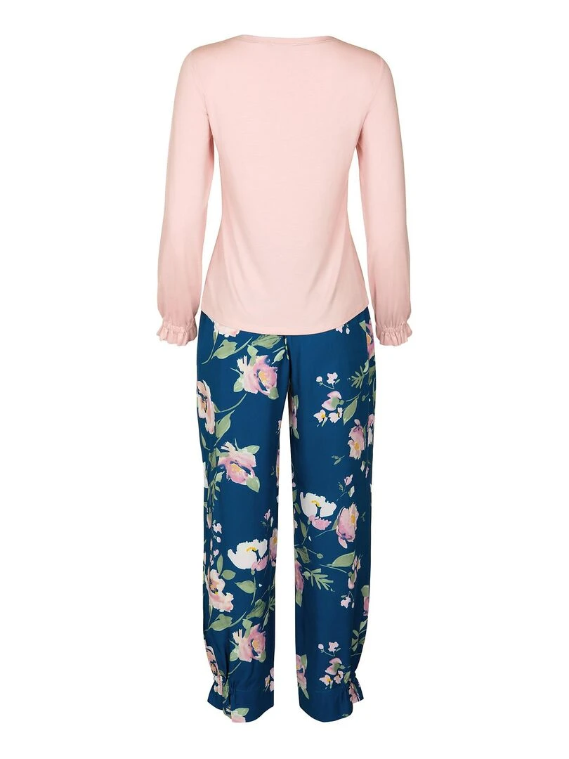 Pyjama resserré tenue d'intérieur pantalon top manches longues Kasia   Bleu