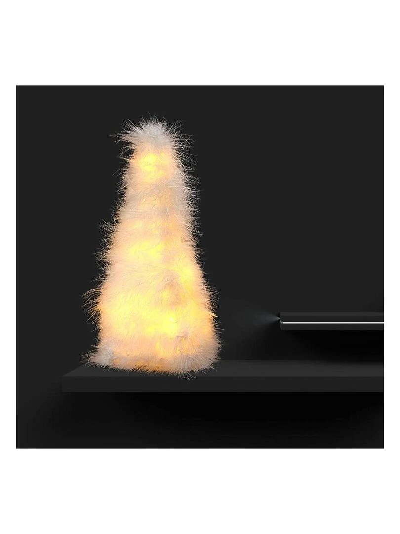 Sapin plumes leds blanc chaud H40 piles Blanc