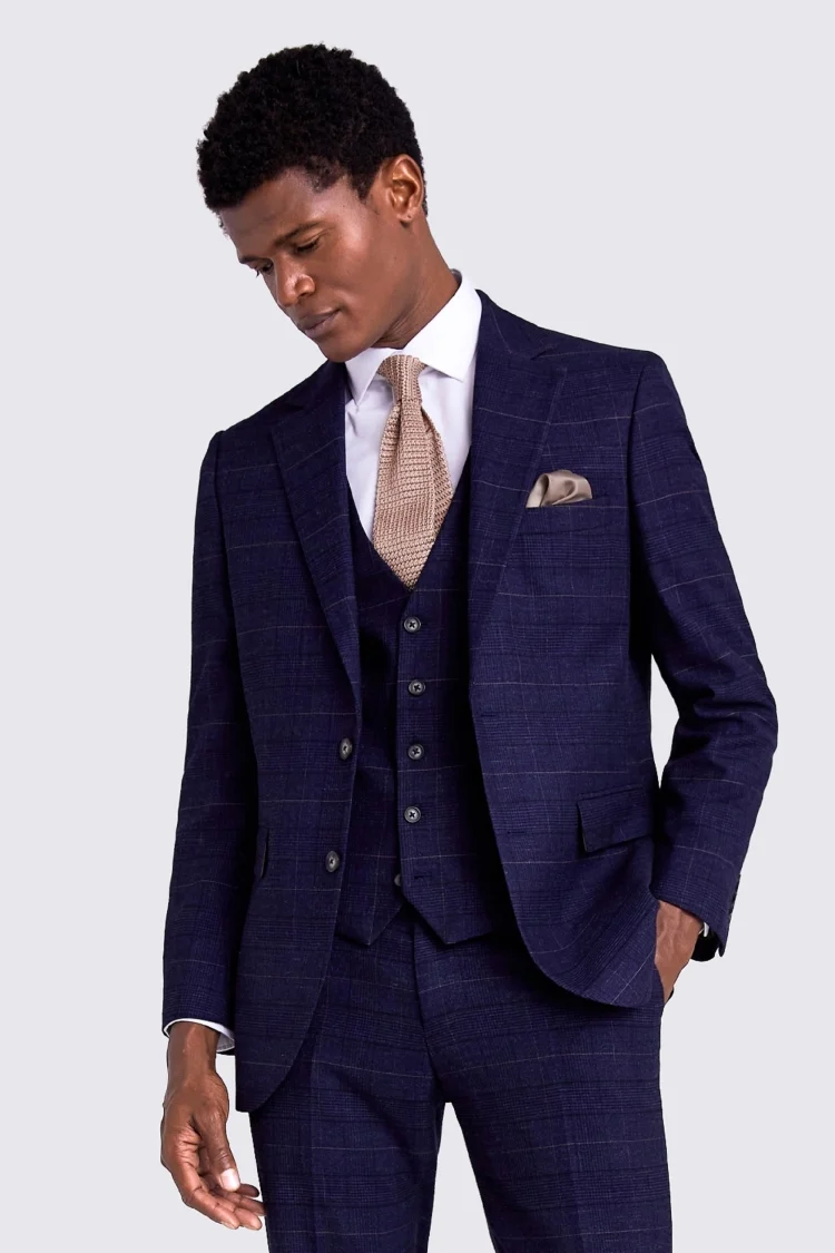 Slim Fit Navy Black Check Jacket Buy Online at Moss
