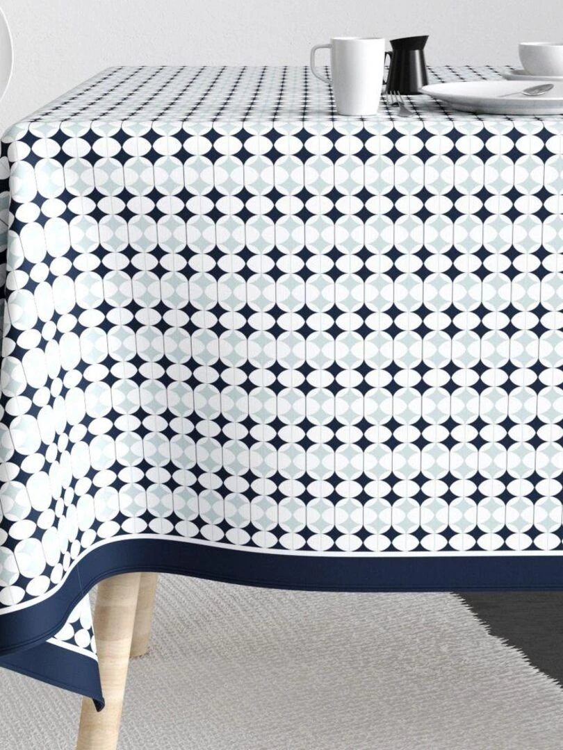 Nappe rectangulaire anti tache en Coton Verana Bleu