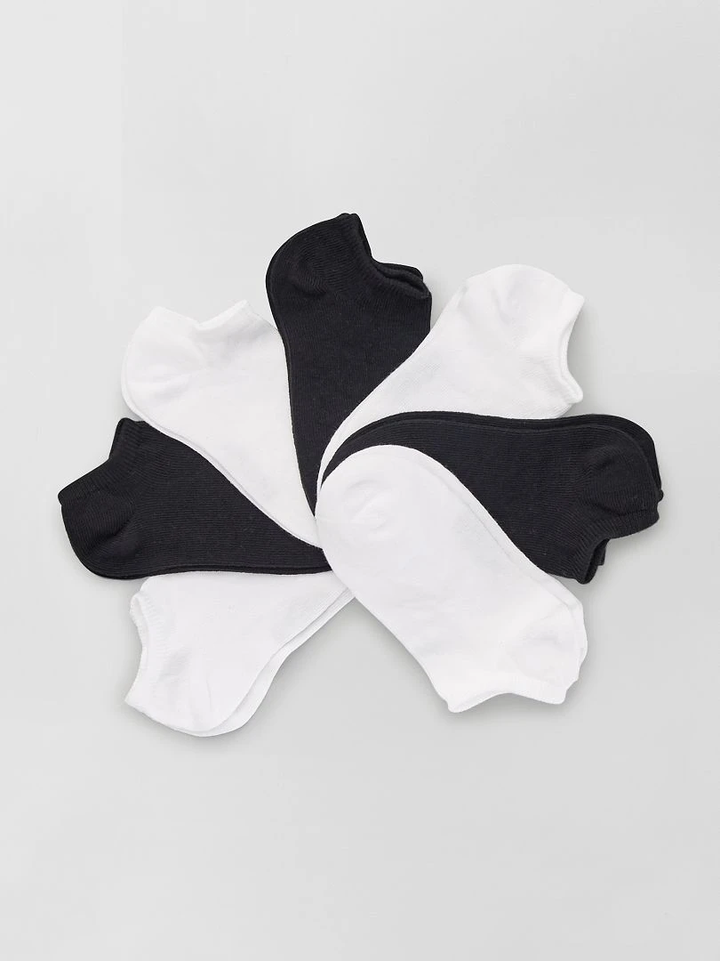 Lot de 7 paires de chaussettes invisibles blanc/noir