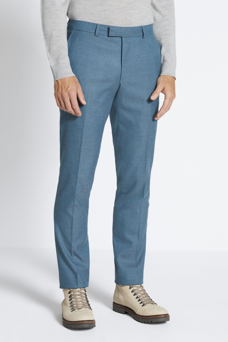 Slim Fit Teal Flannel Trousers Buy Online at Moss