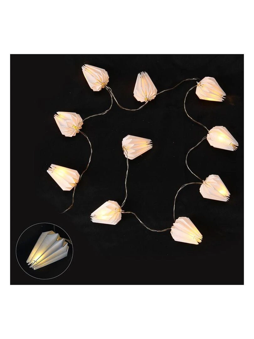 Guirlande intérieur Origami 10 leds blanc chaud piles Blanc