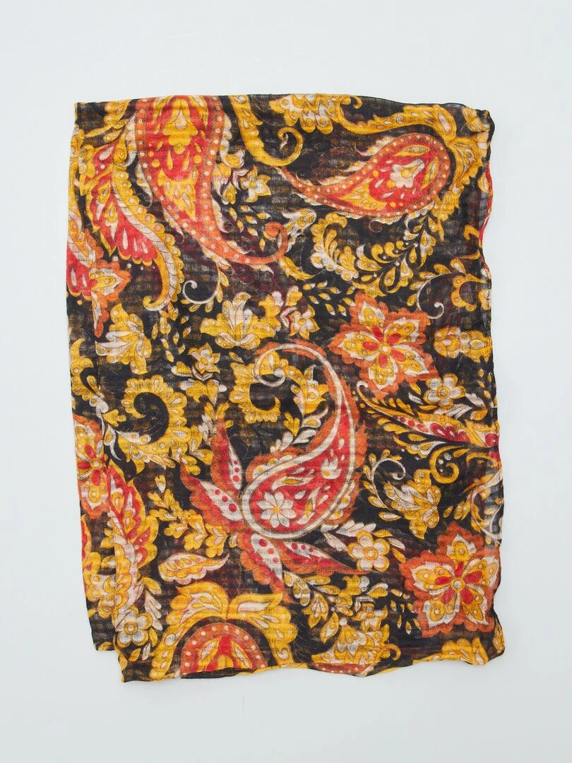 Foulard tour de cou imprimé cachemire Rouge/noir/jaune
