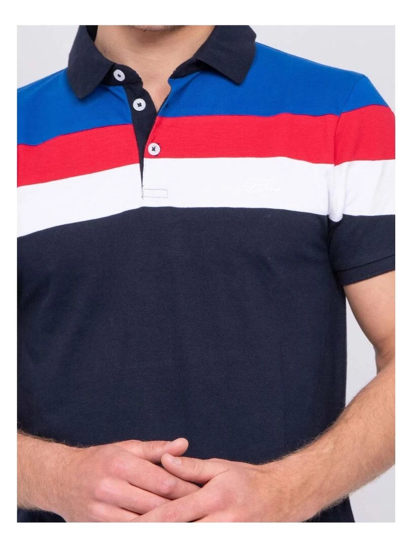 Polo pur coton PORIDE   Bleu marine