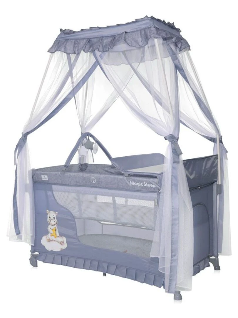 Lit parapluie bébé avec BALDAQUIN – Lit pliant / pliable à bascule Magic gris Gris