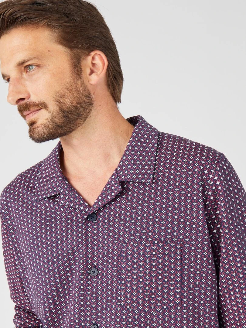 Pyjama boutonné maille jersey pur coton Damart Bleu marine