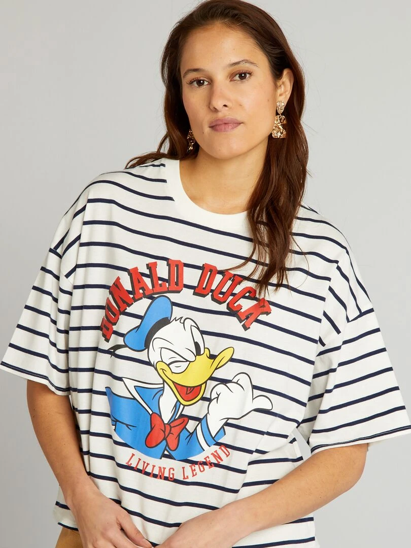 T shirt 'Donald Duck' de 'Disney' en coton   Bleu marine/blanc