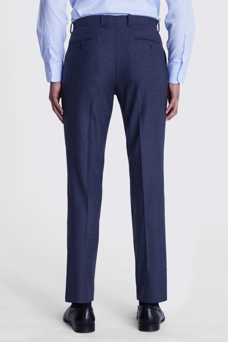 Italian Slim Fit Navy Hopsack Trousers   Buy Online at Moss
