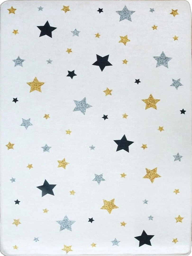 Tapis Enfant Etoile Tricolore Ecru