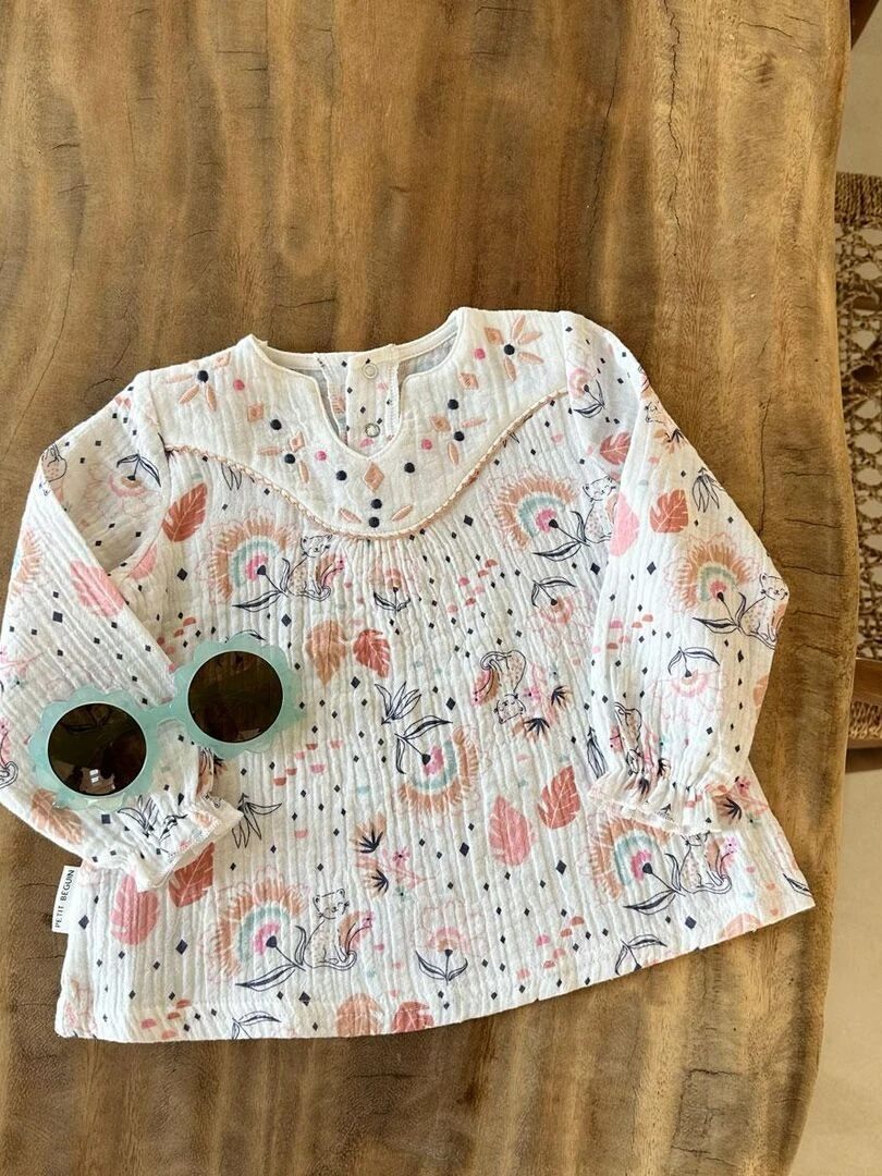 Blouse bébé en gaze de coton Masha   Ecru