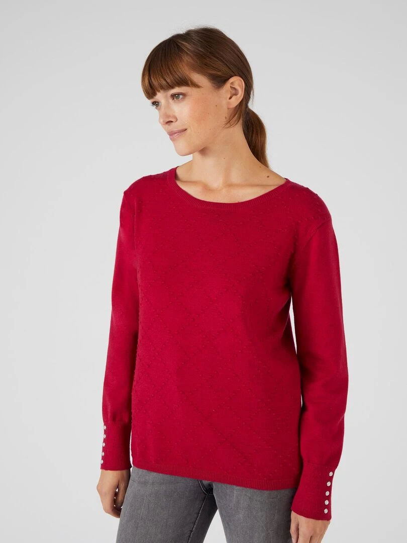 Pull motif losanges Damart Rouge cerise