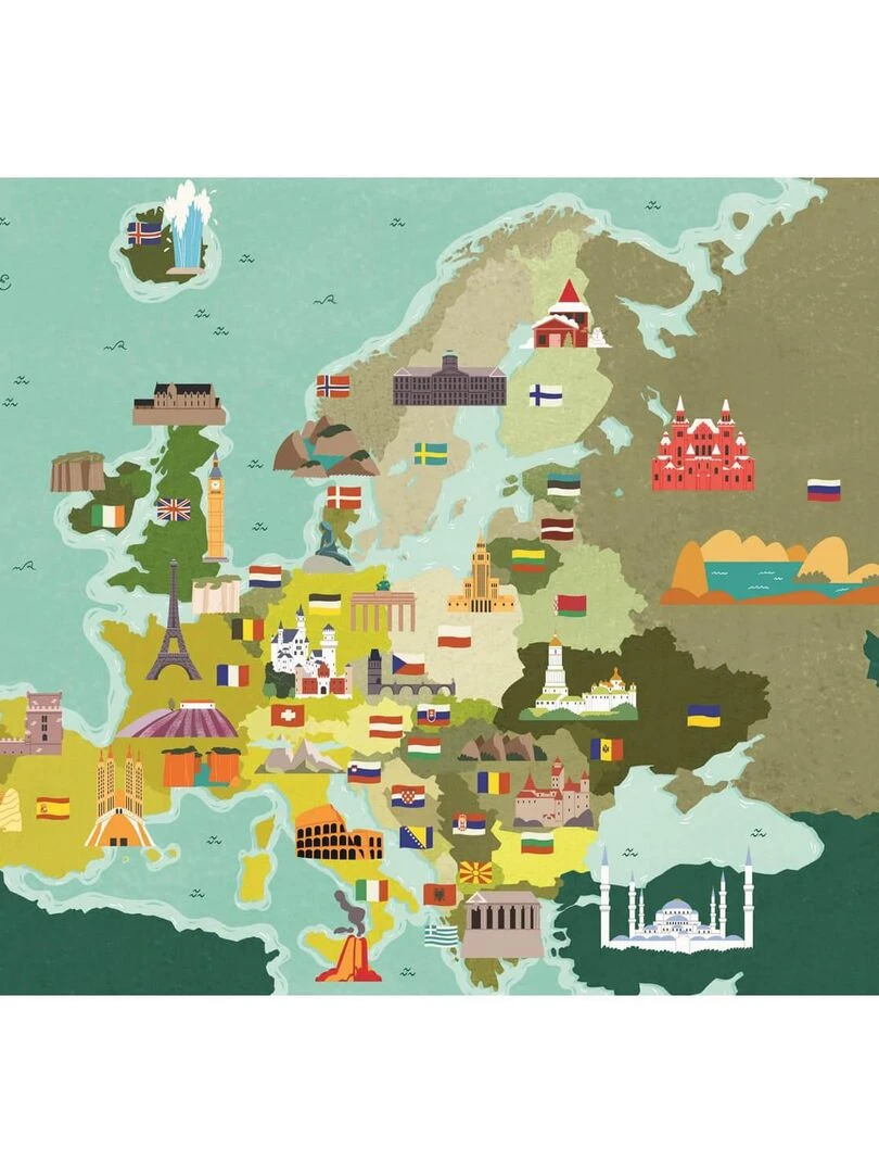 Puzzle 250 pièces Exploring Maps : Europe Monuments et Merveilles N/A