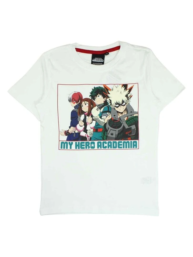 Disney T shirt garçon imprimé My Hero Academia en coton Blanc