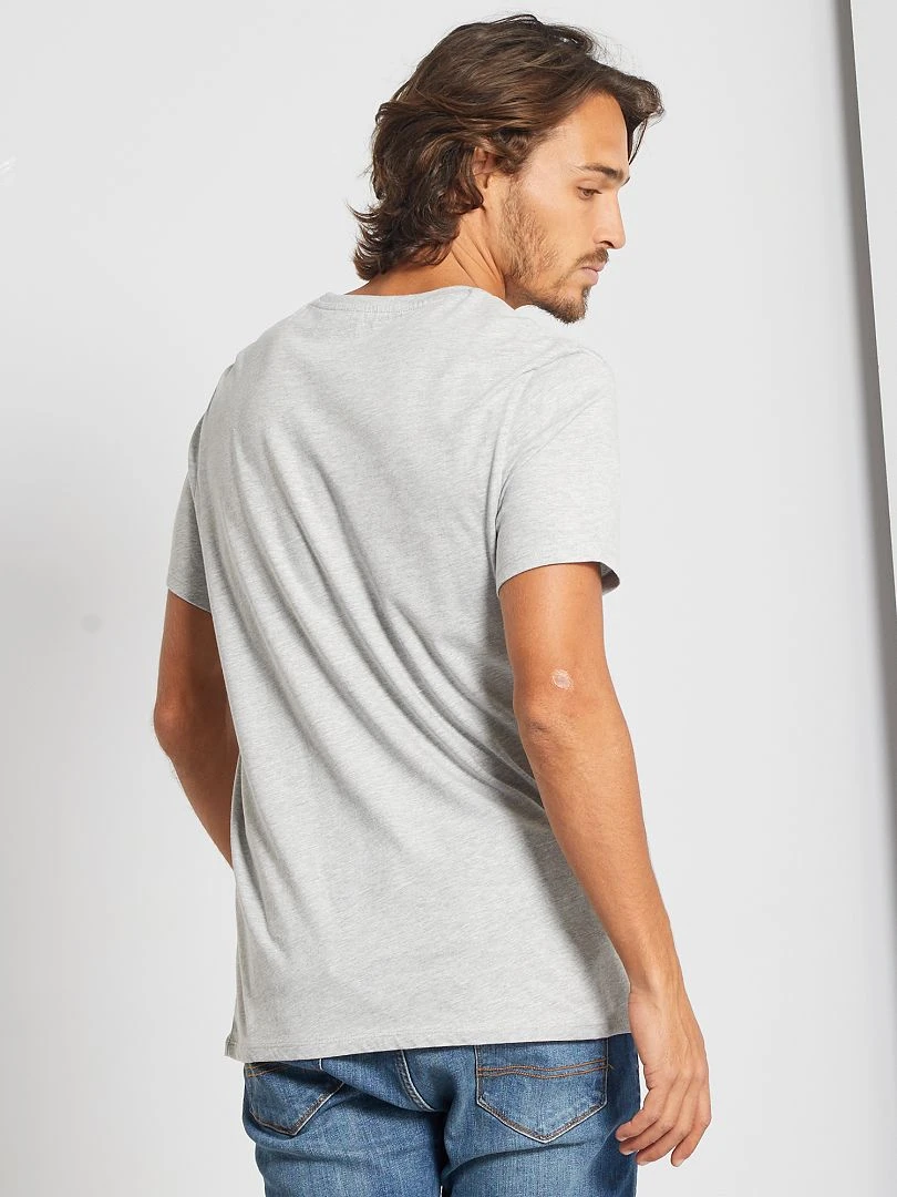 T shirt droit en jersey uni   gris chiné clair