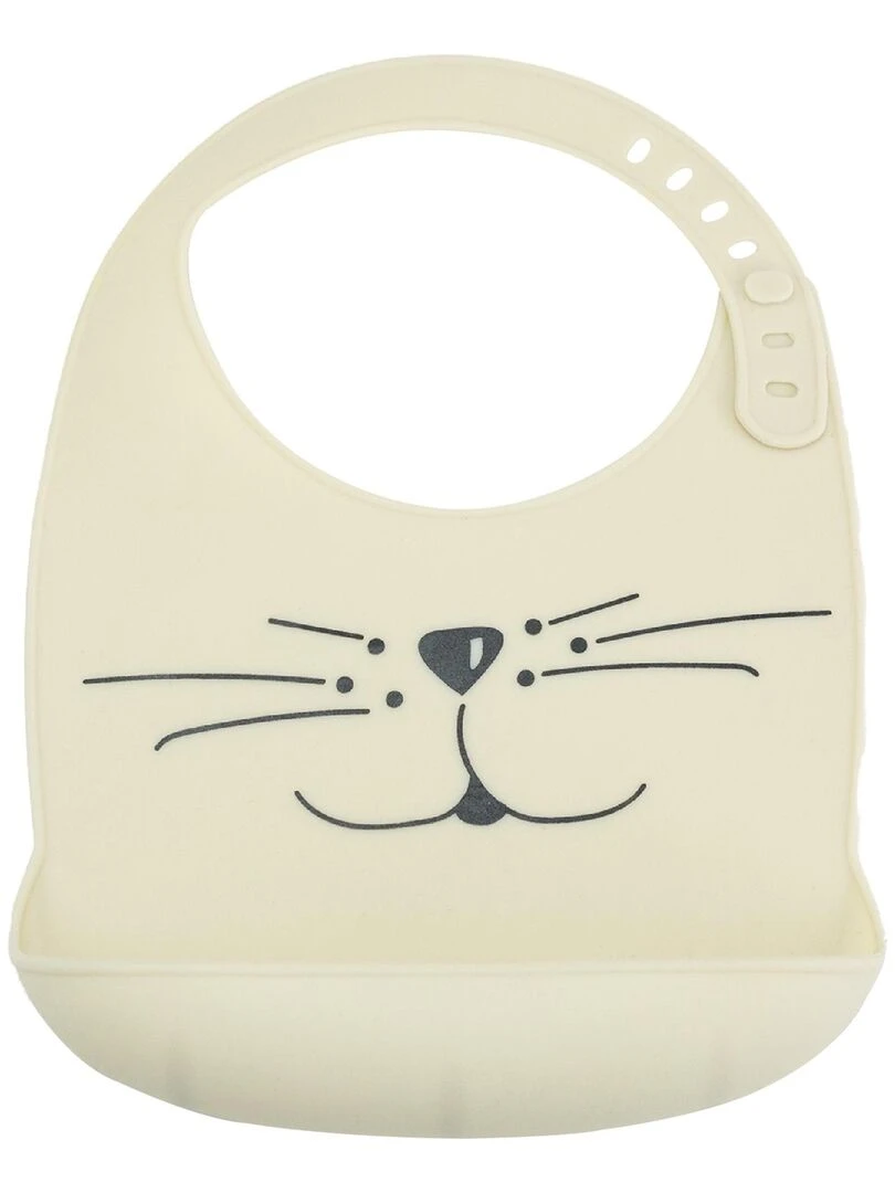 Bavoir silicone avec récupérateur Blanc Beige