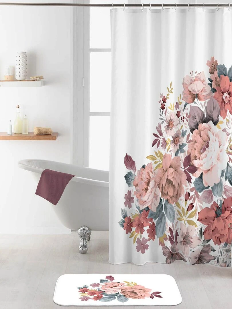 Tapis de bain Fleurs jayana Blanc