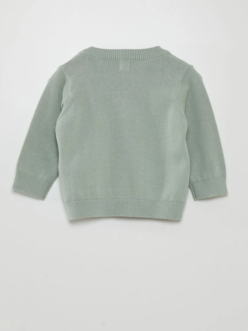 Gilet à col V en maille légère Vert
