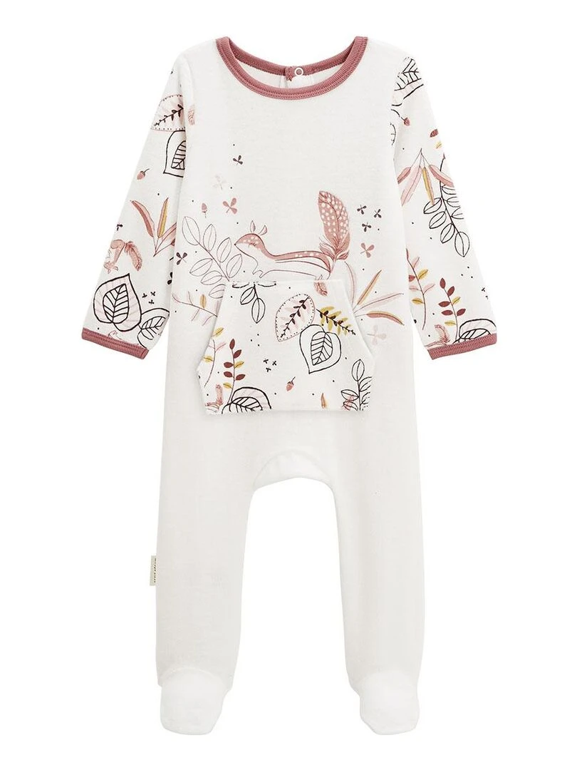 Pyjama bébé en velours Léonie Ecru
