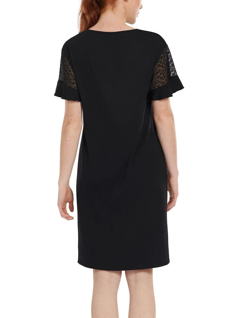 Chemise de nuit manches courtes Smooth Noir