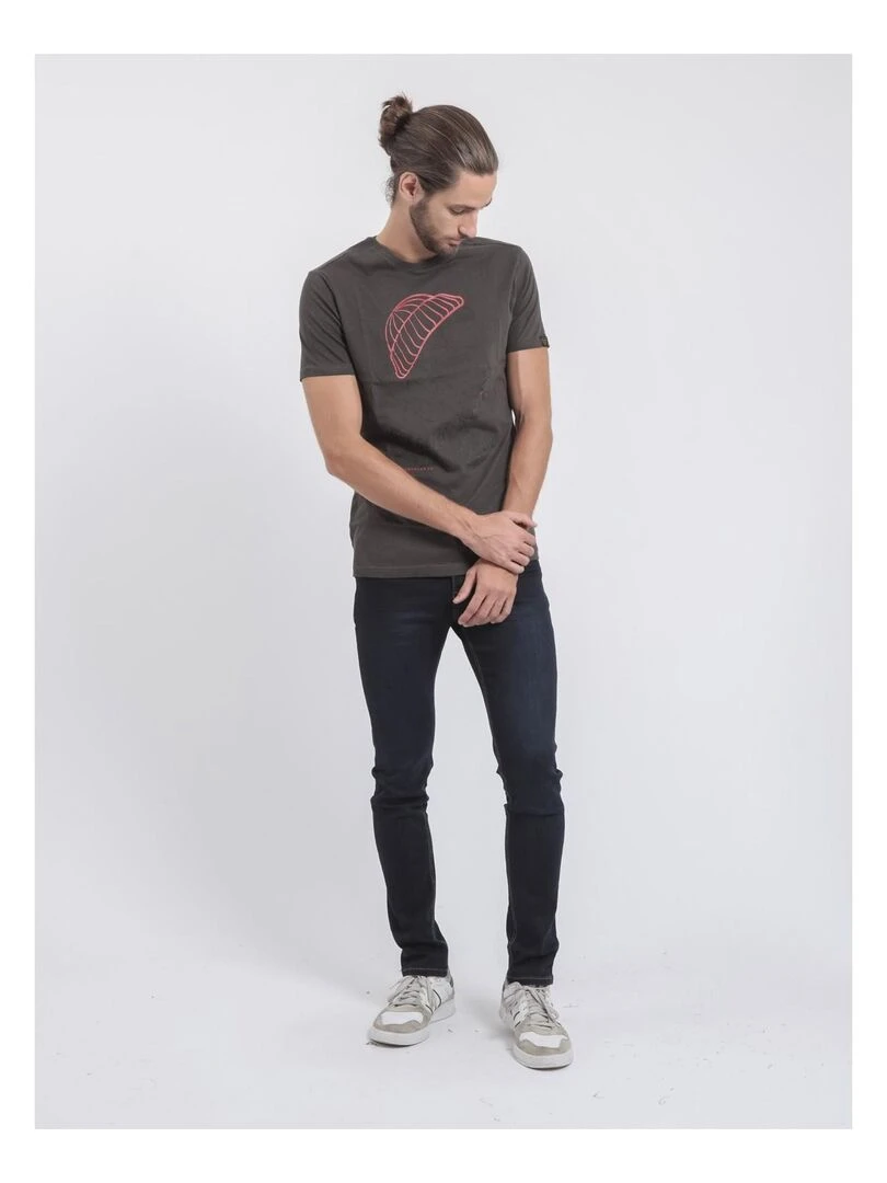 T shirt col rond pur coton JOUANCY   Gris foncé