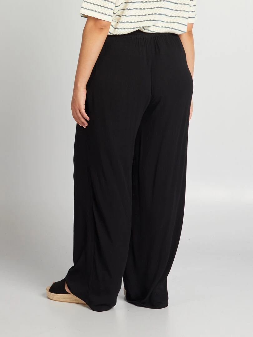 Pantalon large à taille élastiquée   noir