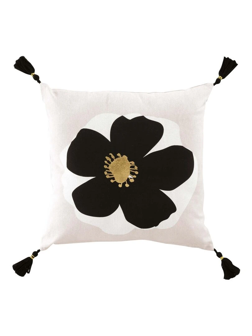 Coussin 45 x 45 cm Issey fleur or Blanc