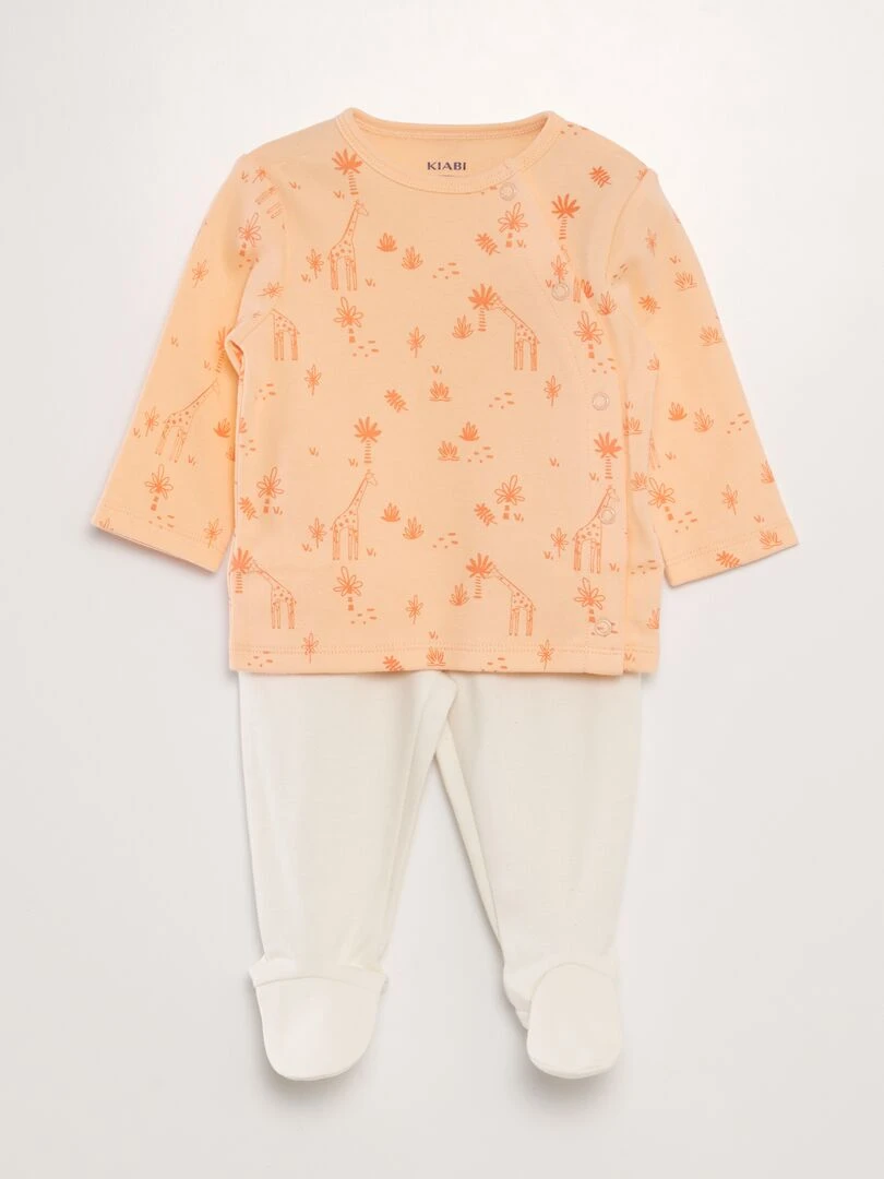 Ensemble pyjama t shirt + pantalon 2 pièces Orange