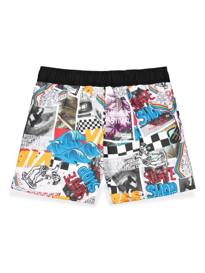 Boardshort court garçon avec ceinture demi élastiquée Sur Freegun Orange