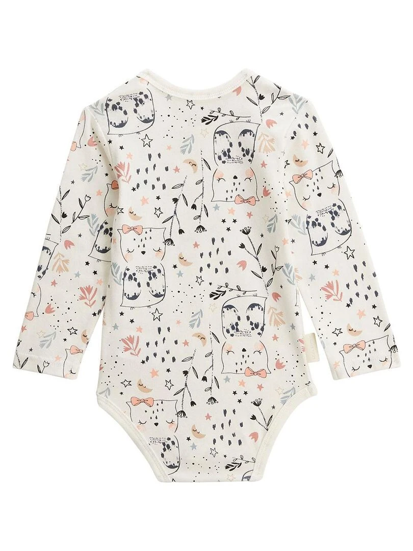 Lot de 2 bodies bébé manches longues Bisou Magique   Ecru