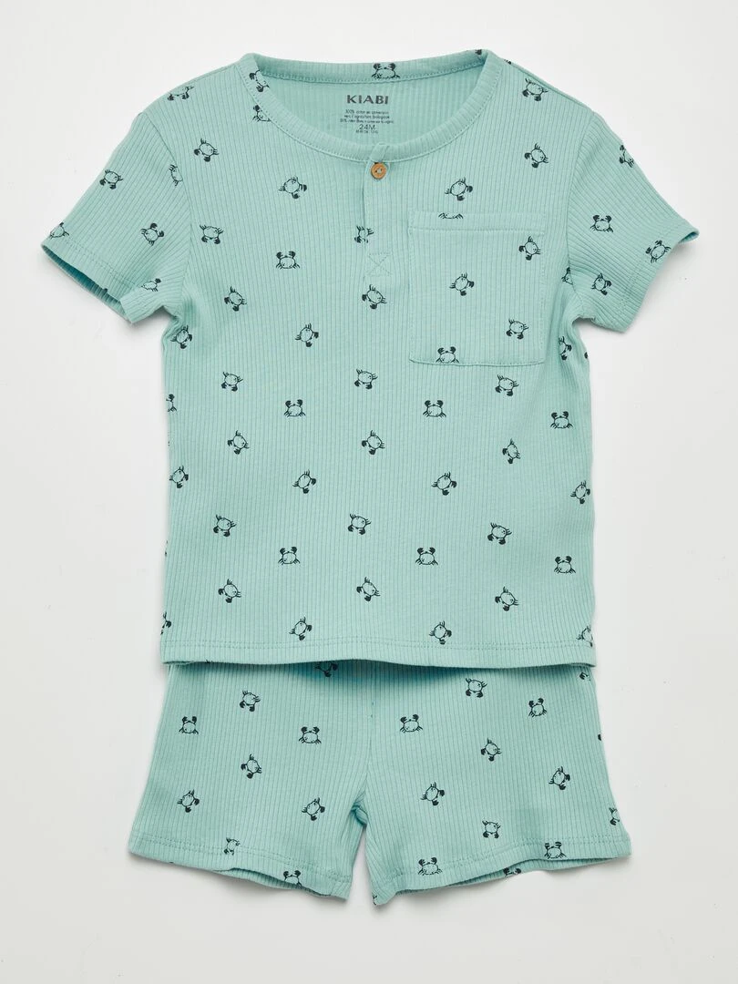 Pyjama short 2 pièces imprimé Bleu