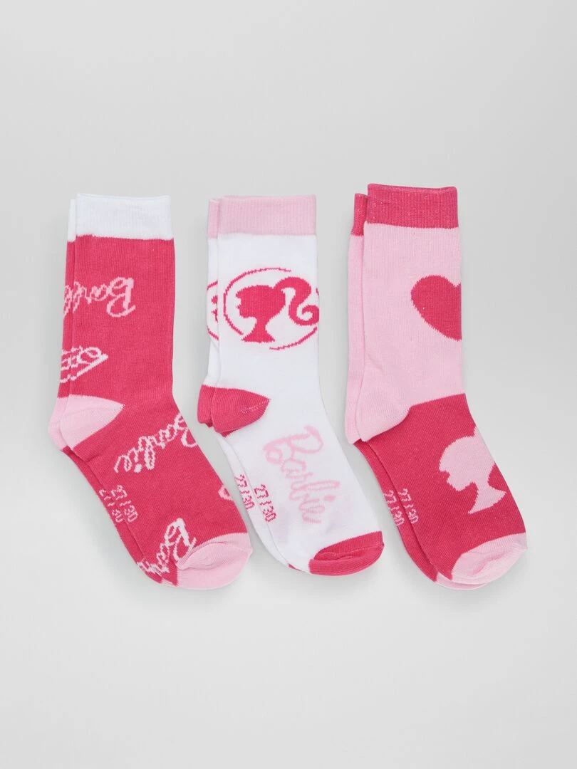 Lot de chaussettes 'Barbie' 3 paires Rose