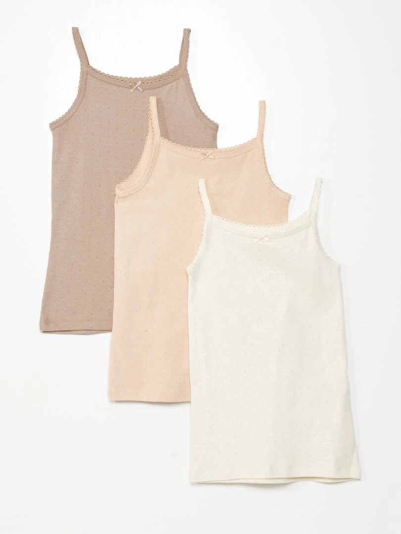 Lot de 3 débardeurs en maille pointelle Beige