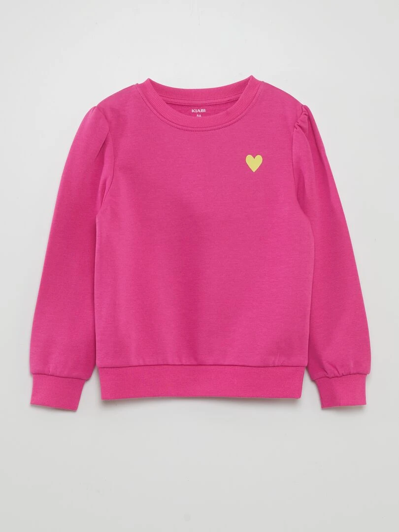 Sweat à col rond molletonné Fuschia