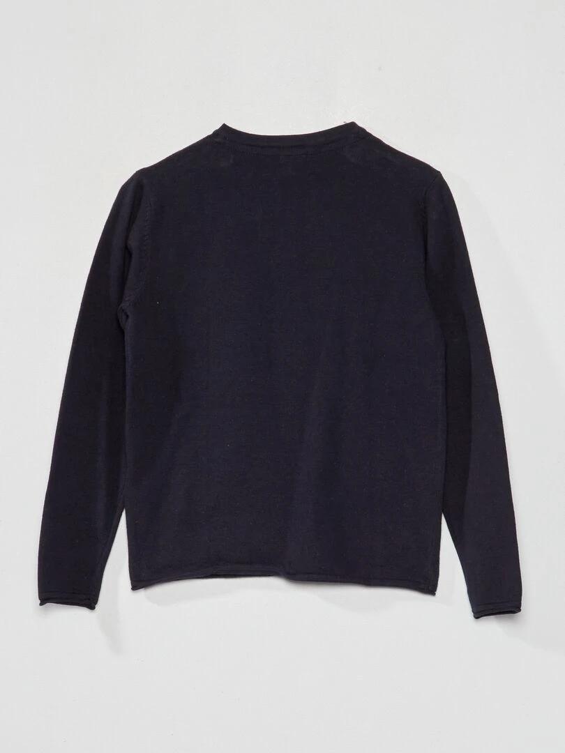 Pull à col tunisien bleu marine