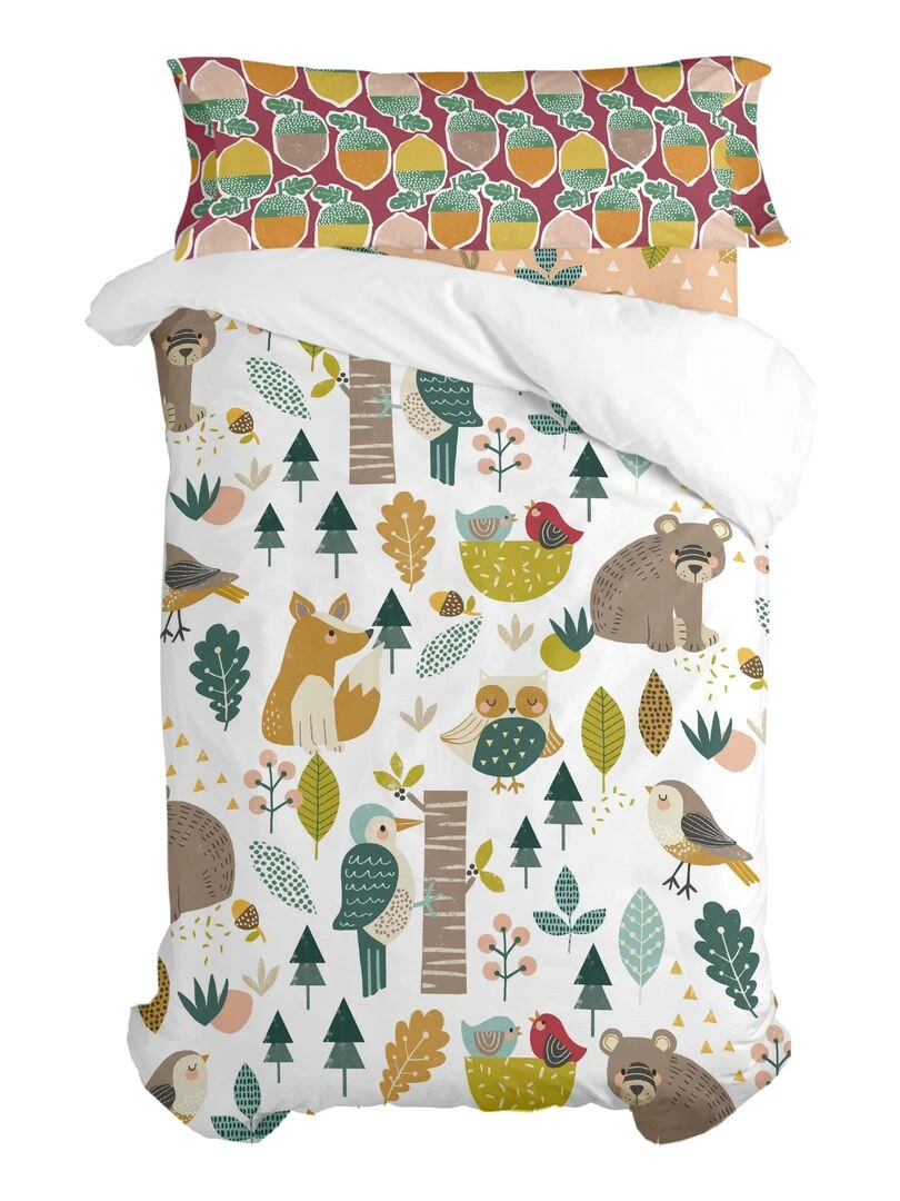 Parure housse de couette 2 pièces Harvestwood "Happyfriday"   Blanc Jaune
