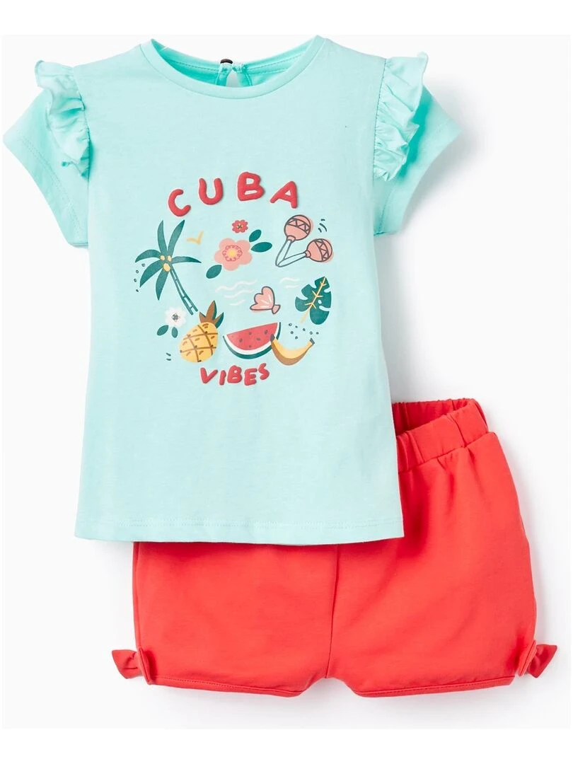 T Shirt + Short pour Bébé Fille 'Cuba' CUBA Vert clair